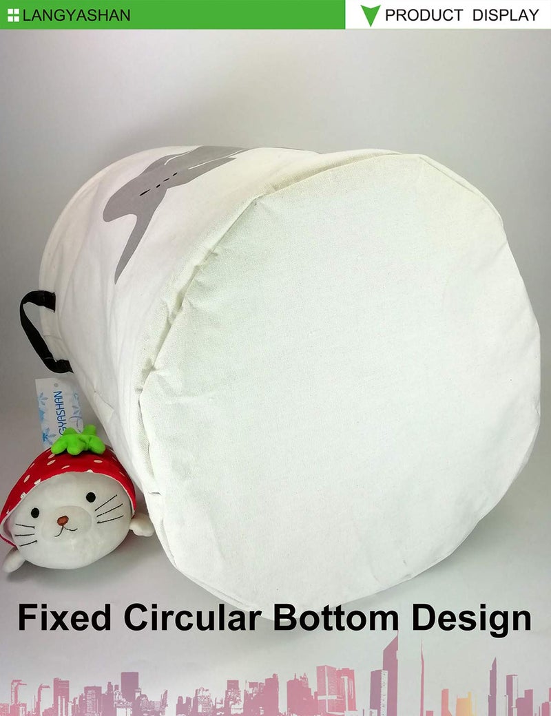 LANGYASHAN Laundry Basket Canvas Fabric Collapsible Organizer Basket for Storage Bin Toy Bins Gift Baskets Bedroom Clothes Children Nursery Hamper (Elephant) - Image 5